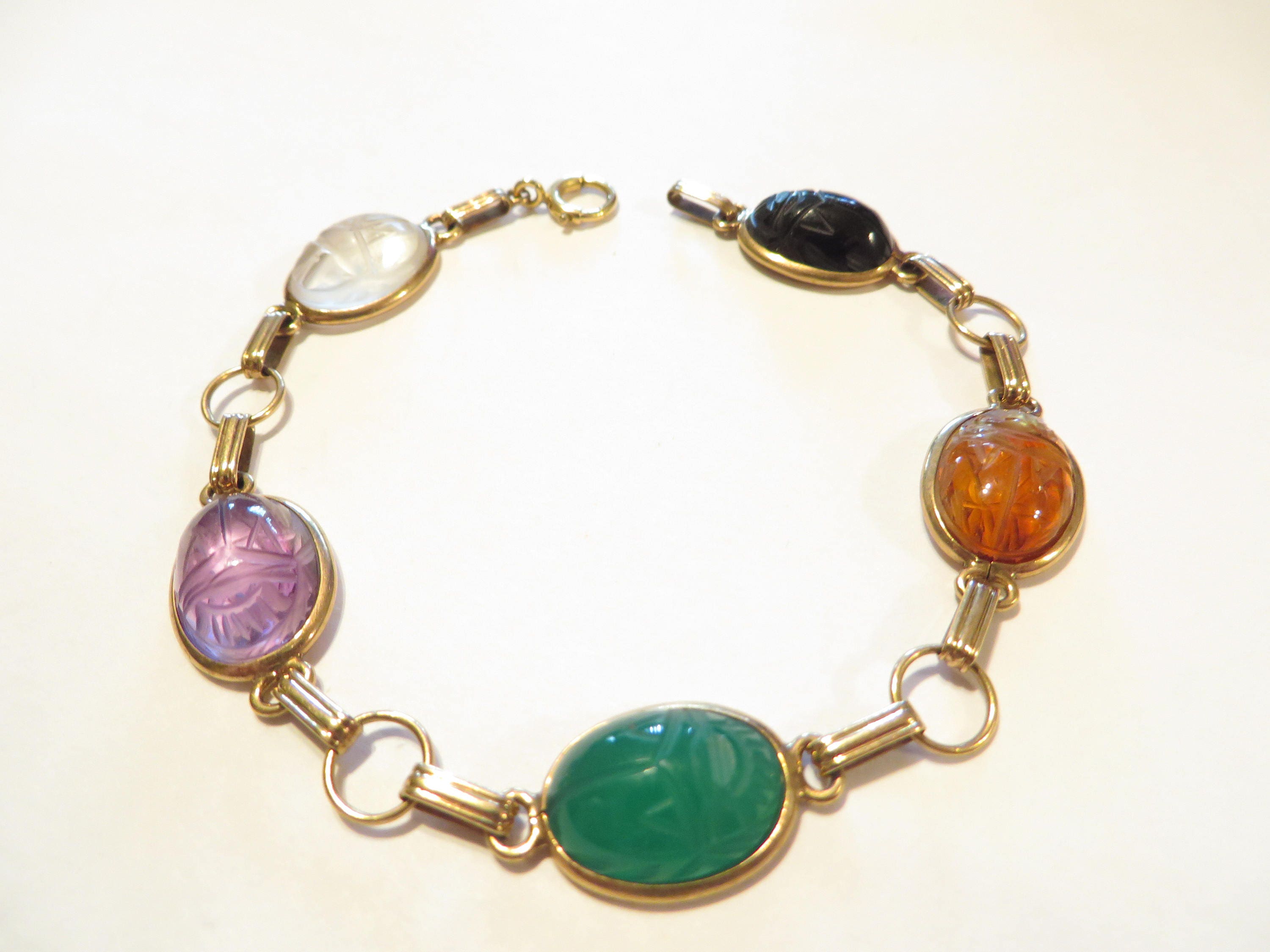 Beautiful Vintage 10K Solid Gold Scarab Bracelet