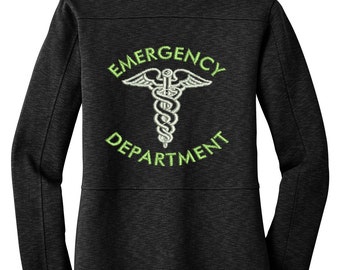 EMERGENCY DEPARTMENT Jacket | Women's RN Nurse Jacket with Caduceus Black Jacket | er Nurse | er nurse | ems | nurse jacket | nurse shirt