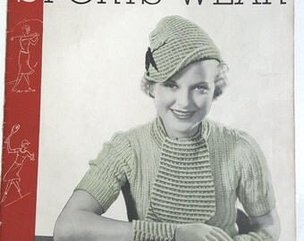 1930s knit and crochet book Handmade Sportswear 27 patterns dresses blouses hats