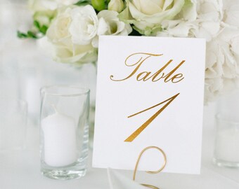 Palace Gold Foil Table Numbers - Gold Table Number Cards - Two Sided - Wedding Table Numbers with Gold Foil #TN123G