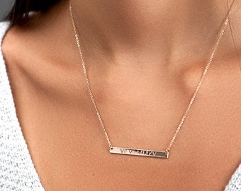 Personalized Bar Necklace, Engravable Necklace, Name Plate Necklace, in Silver, Engraved Necklace, Layered Necklace, Mother's Necklace, H440