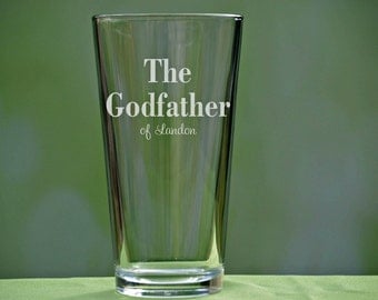 Godfather Pint Glass, Godfather Gift, Baptism Gift for Godparent, Will You Be My Godparent, Christening Gift, Godfather Beer Glass, Pint
