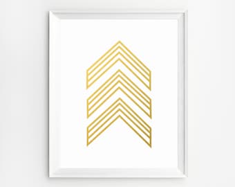 Gold Wall Art, Chevron Art, Prints, Gold Art, Arrow Art, Poster, Gold Foil, Printable, Arrow Wall Art, Gold Foil Prints, Art, Wall Art Print
