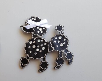 Poodle Applique White Poodle Iron On Poodle Patch Rhinestone Poodle Skirt Embellishment