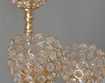 Gold Bling Candle Holder. Gold Rhinestone Flower Ball Stand OR Candle Holder. Gold Wedding Centerpiece. Gold Wedding Decor. 13" 16" 20"