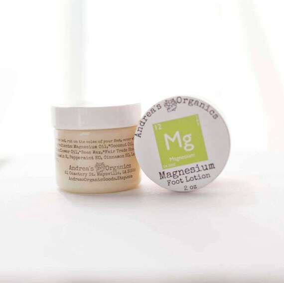 Magnesium Foot lotion Organic ingredients 2 ounces