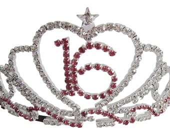16th Birthday Diamante Crystal Tiara - Silver Plated Finish 16th Birthday Gift 16th Ideas Sweet 16 Tiara