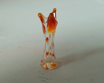 Miniature Dollhouse Glass Vase Clear Orange Hand Blown Flower Vase Home Decor 1:12 Scale FS