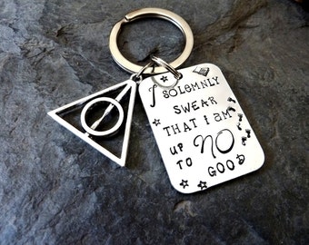 Harry Potter gifts, Harry Potter, Hogwarts, I solemnly swear, wizard, Deathly hallows, Harry Potter keyring, handstamped keyring