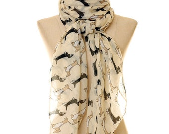 Dachshund Scarf | Dachshund Infinity Scarf | Cream Dachshund Scarf | Animal Scarf | Dog Scarf | Dog Lover Gift | Beige Scarf S-197