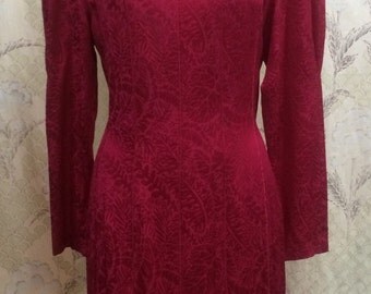 1980s Red Argenti Silk Cocktail Dress/ Size 8