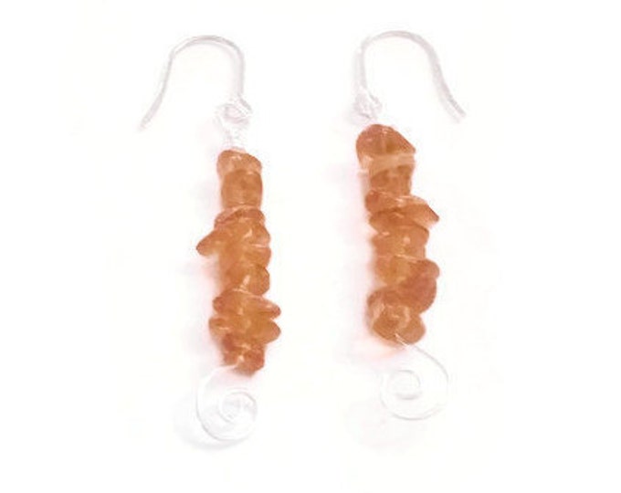 Baltic Amber Chip Dangle Earrings, Gemstone Earrings, amber Jewelry, Chakra Earrings, Unique Birthday Gift, E004