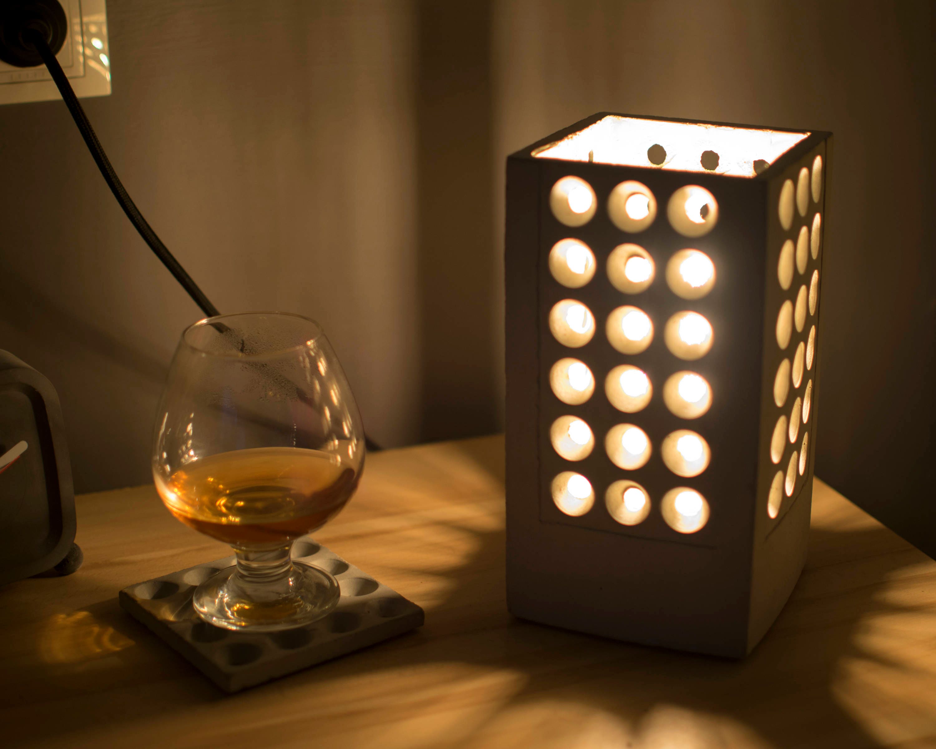 Bedside light Edison bulb Concrete bedroom lamp Black textile