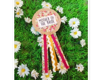 Hen Party Badge, Mother of the Bride Badge, Bridal Shower Do, Classy Vintage style, Batchelorette party, Ribbon Rosette, Shabby Chic Style