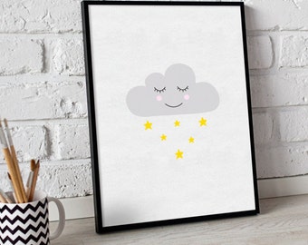 Cloud prints - cloud print - nursery prints - baby boy print - baby girl print - boys room print - girls room print