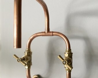 Loop - wall mount industrial handmade copper tap
