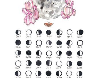 2017 Lunar Calendar Moon Calendar Art Print