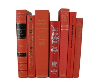 Orange vintage books , book decor , wedding decor , home decor , old books , books for wedding , photo props , interior design