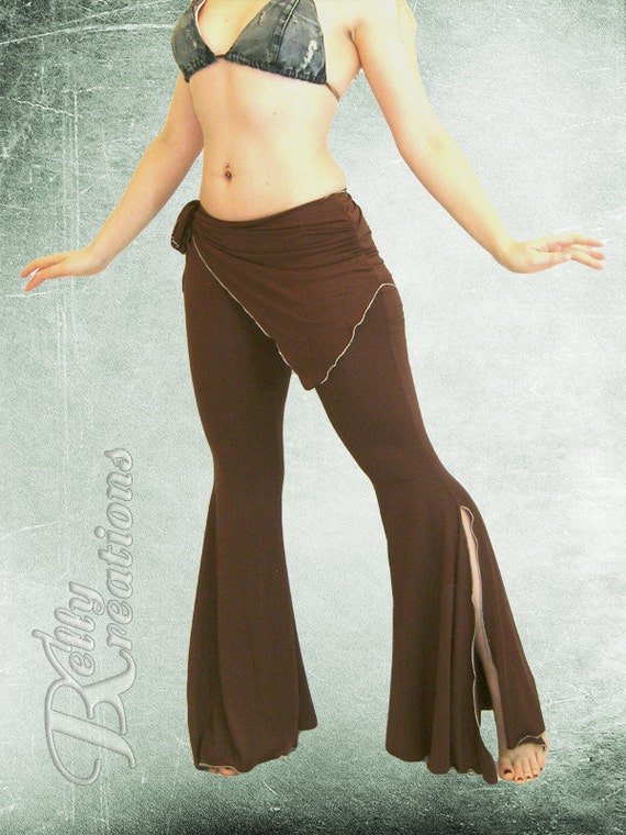 Tribal Belly Dance Pants with Huge Flare and Asymmetric Skirt