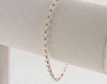 Sterling Silver Rolo Link Bracelet 8" For Larger Wrist