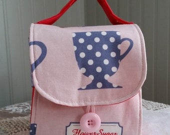 TEA CUP and Tea Tote Coffee Cup Purse Travel Tea Tote Tea Wallet Mug Tote Tea Purse Gift Ideas Coffee Tea Lovers Gift Messenger Bag Style
