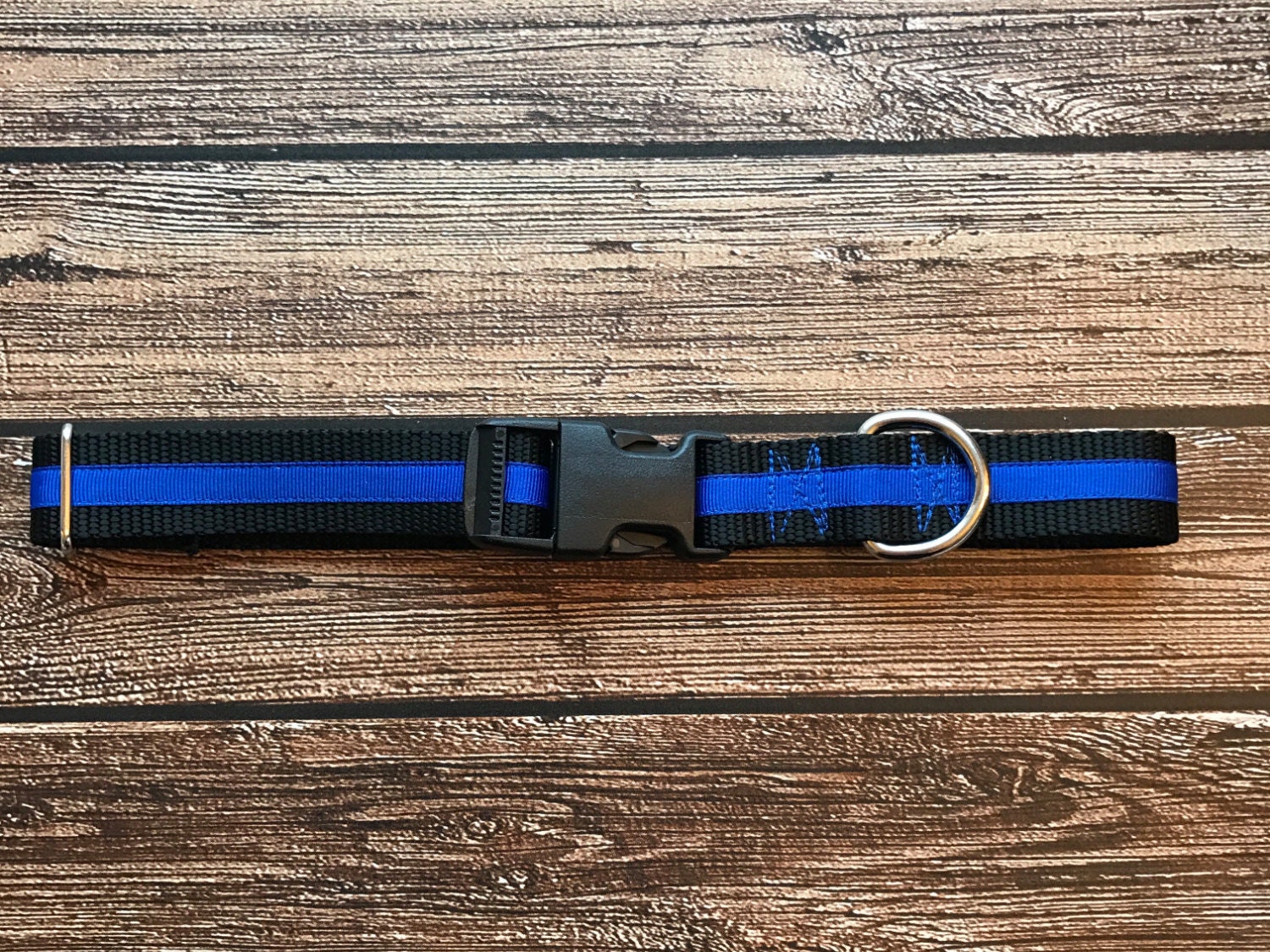 Police Dog Collar Thin Blue Line Collar by EnchantingTigerLily