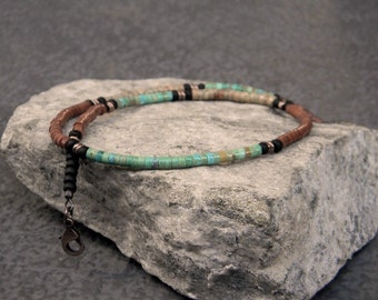 Turquoise Necklace, Native American, insp., Southwestern Necklace, Mens Beaded Necklace, Womens Necklace, Natural Turquoise, Heishi Necklace