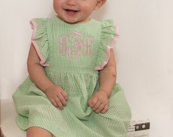 Infant Monogrammed Dress | Seersucker Dress | Monogram Easter Dress | Infant Dress | Spring Dress | Infant Easter Dress | Easter Outfit