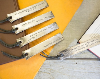 6th ANNIVERSARY GIFT personalised iron bookmark//hand stamped blacksmith made personalized gift for her//sixth anniversary/for book lovers