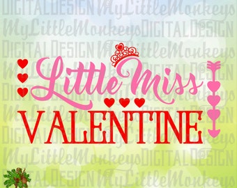 Little Miss Valentine Tiara Design Digital Clipart & Cut File Instant Download Jpeg Png SVG EPS DXF Formats