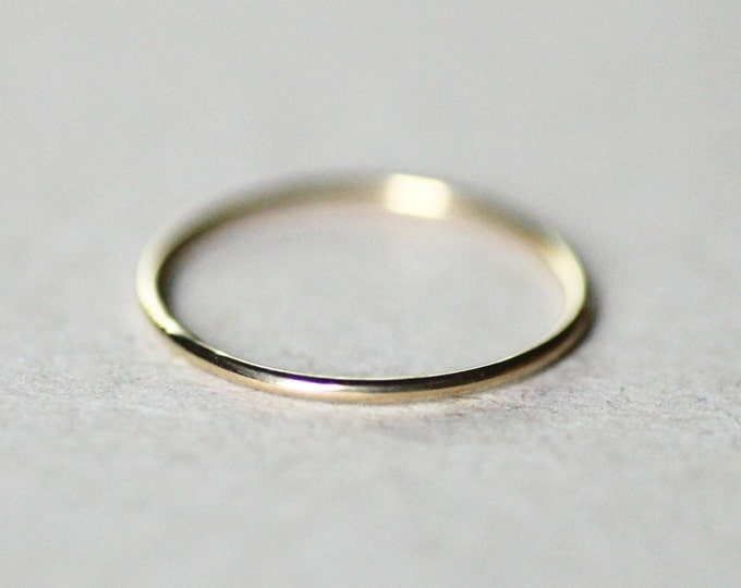 Gold Ring May Birthstone Simple Wedding Minimalist Dainty Engagement Jewelry Stacking Yellow Solid Gold Ring