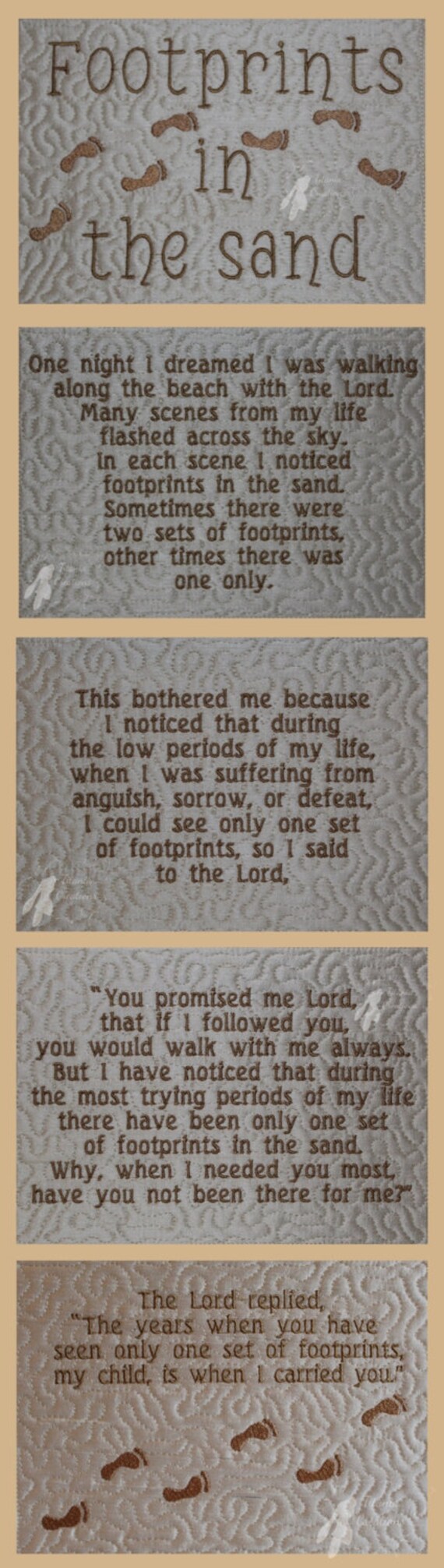 Footprints In The Sand Machine Embroidery Design Pattern for