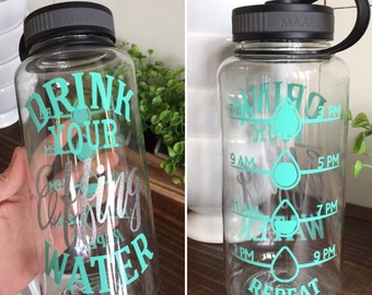 Drink Your Effing Water Water Bottle, Wide Mouth Water Bottle, Clear Bottle, 34oz, Inspirational, Water Intake Tracker, Drink Up, Water Goal