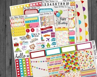 Happy Birthday Deluxe Weekly Kit, Planner Stickers, Birthday Planner Stickers, Birthday Sticker Kit