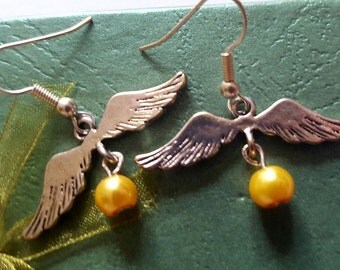 Harry Potter earrings- QUIDDITCH, Golden Snitch earrings, accessories