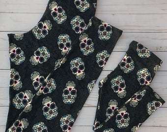 Mommy and Me Outfits - Mommy and Me Leggings - Mom and Daughter Matching Outfits - Sugar Skull Leggings - Mom Daughter Matching Outfits