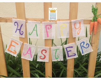 Happy Easter Banner, Easter Decor, Easter Banner, Happy Easter, Easter mantle, Bunting, Holiday Decor, Home Decor, Holiday Banner