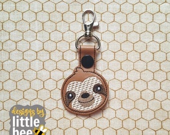 happy little sloth snap tab design - keychain key fob for embroidery - sloth embroidery design -DIGITAL machine embroidery design 03 24 2017