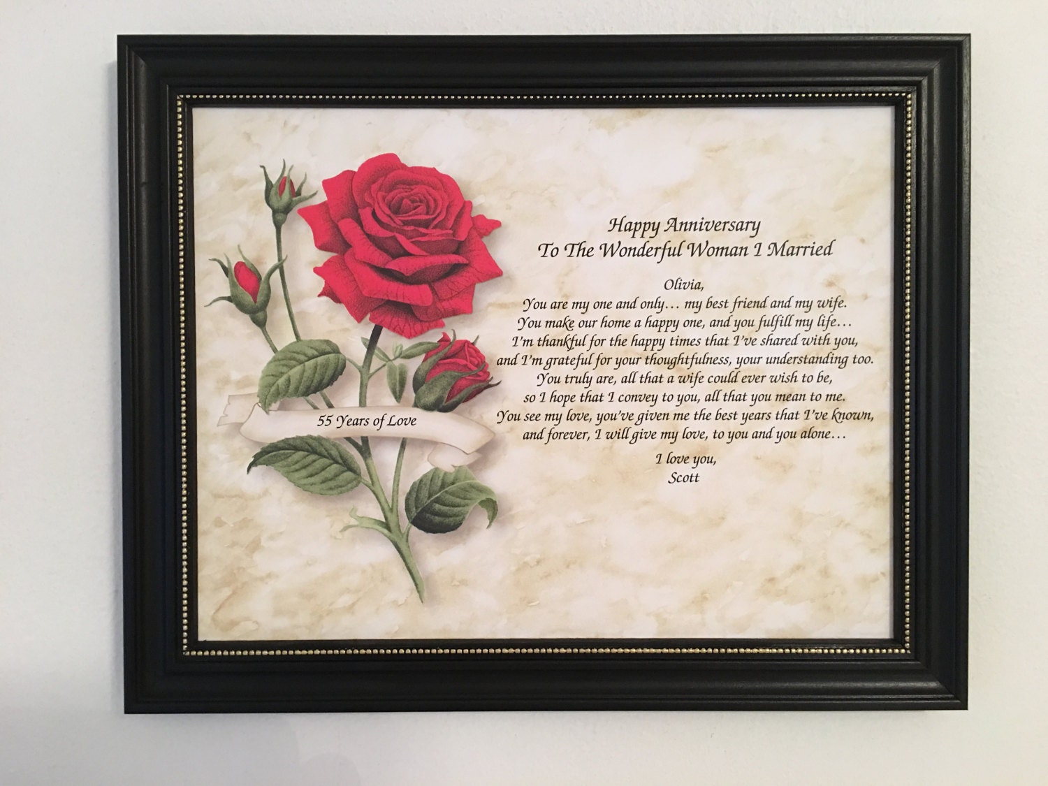 55th Anniversary Gift For Wife Love Poem Personalized