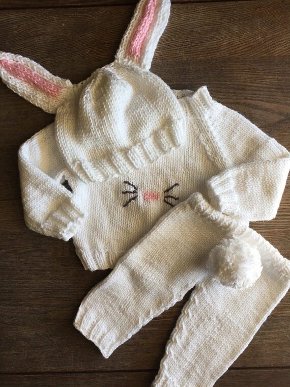 Baby Bunny Outfit Knit Baby Clothes Woodland Animals Cute