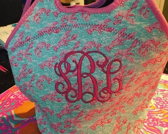 Lilly Pulitzer inspired monogram lunch bag! Lobstah roll inspired monogram lunch tote lunch bag