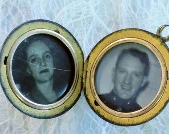 Vintage Gold Filled Monogrammed Locket with Pictures