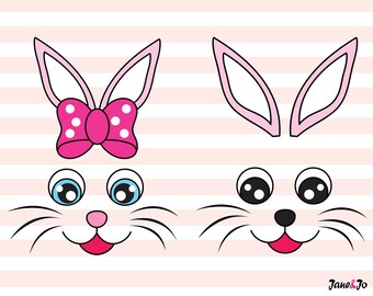Bunny Face Svg,Rabbit Face svg,Svg File digital cut file Silhouette Die Cuts,svg easter,Bunny logo,easter decorations,Bunny lady & man face
