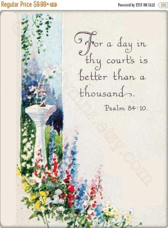 Psalm 84:10 Vintage Scripture Print cards or by GospelHymns