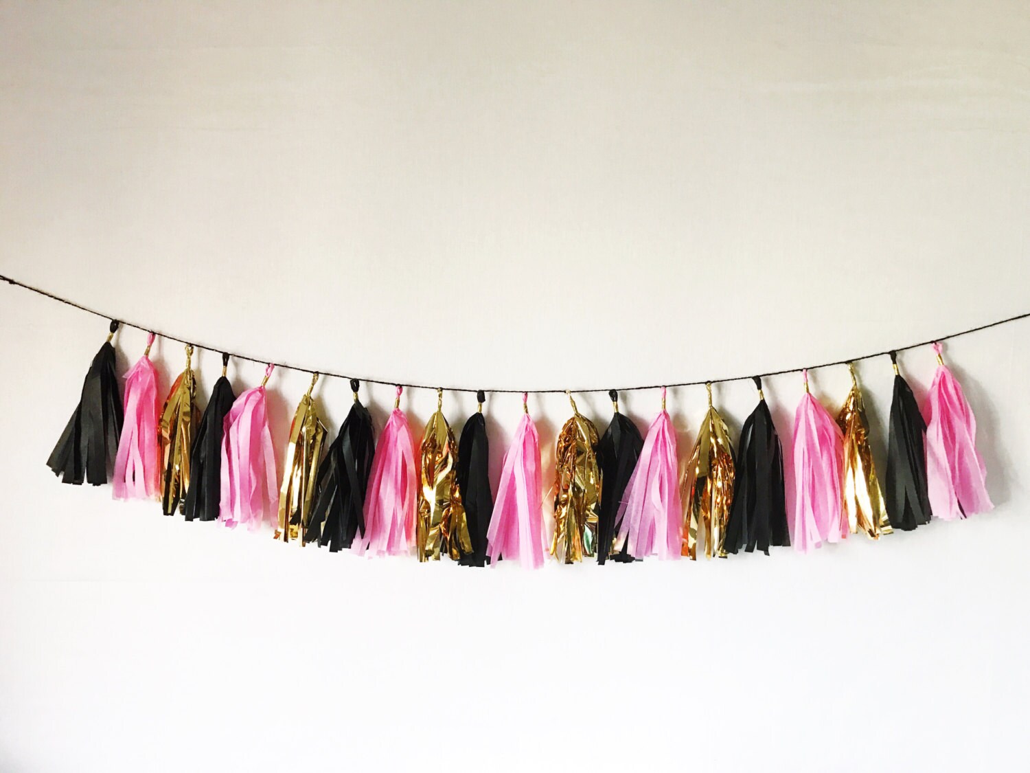 Tassel Garland Tassel Banner Pink Gold and Black Tassel