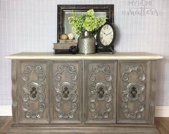 Server, Sideboard, Buffet done in Annie Sloan's French Linen, Old White and Coco