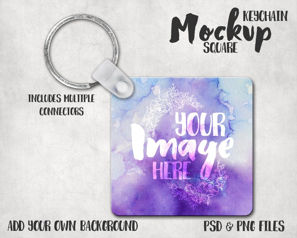 Download Square Keychain Mockup Template Photoshop Mockup Key Ring