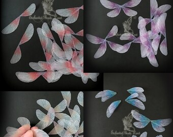 1 Mixed Pack of Double Sided Organza Dragonfly Wings Moth Wings for Rings Earrings Hair Pins Craft Jewelry Hat Making Findings