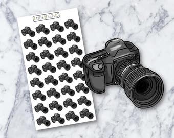 DSLR Camera / Planner Stickers / Hand Drawn / Doodle / Watercolor / Tracking / Fits Erin Condren & MAMBI / Filofax / Kikki K / Scrapbook