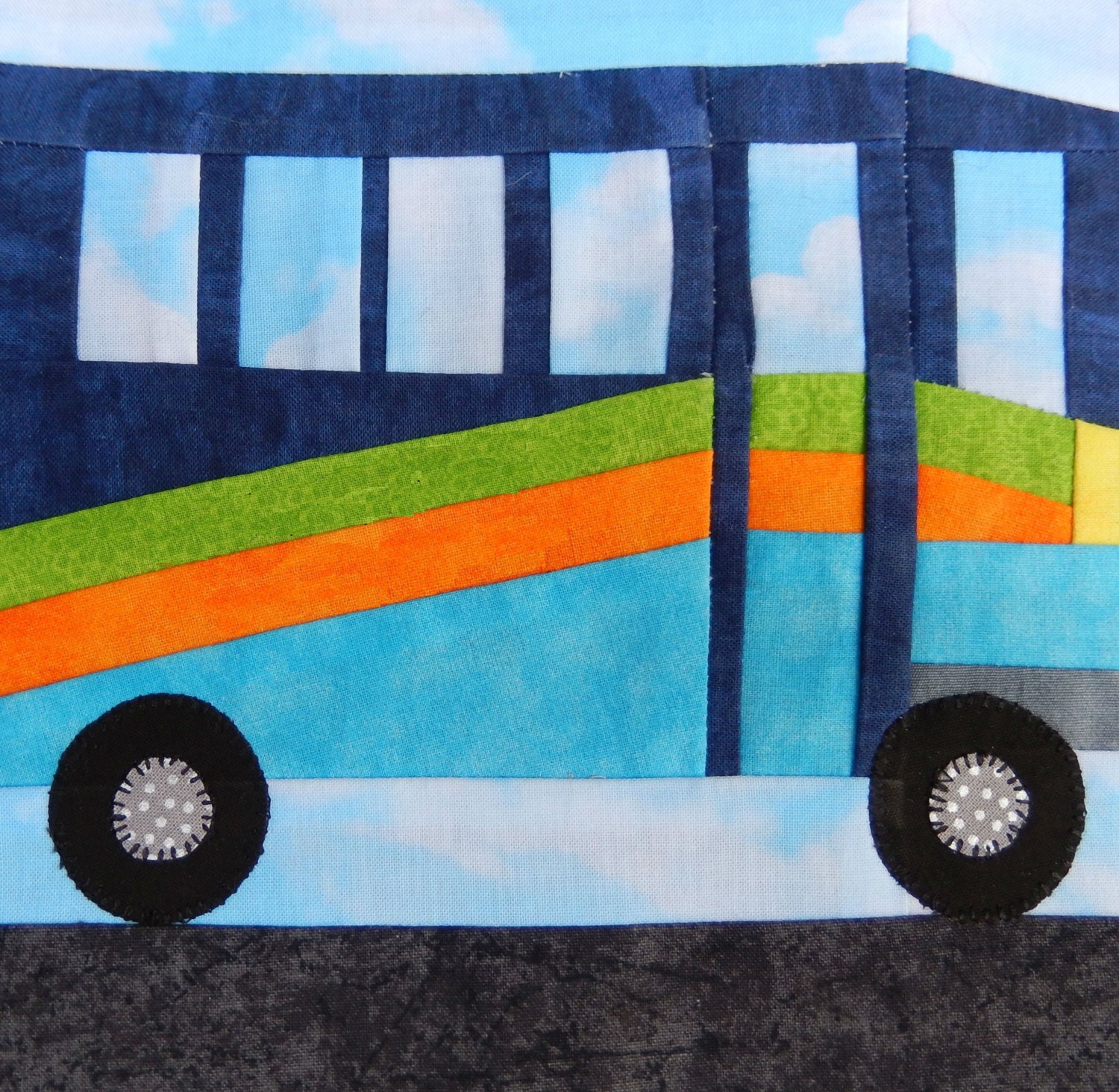 foundation paper pieced city bus vehicle PDF quilt block